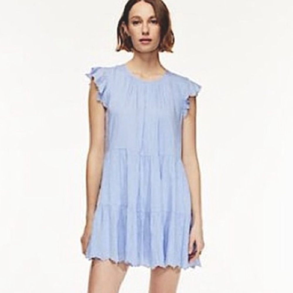 NWOT Aritzia Wilfred La Boheme Sidonie Mini Dress Baby Blue Women’s XS Babydoll